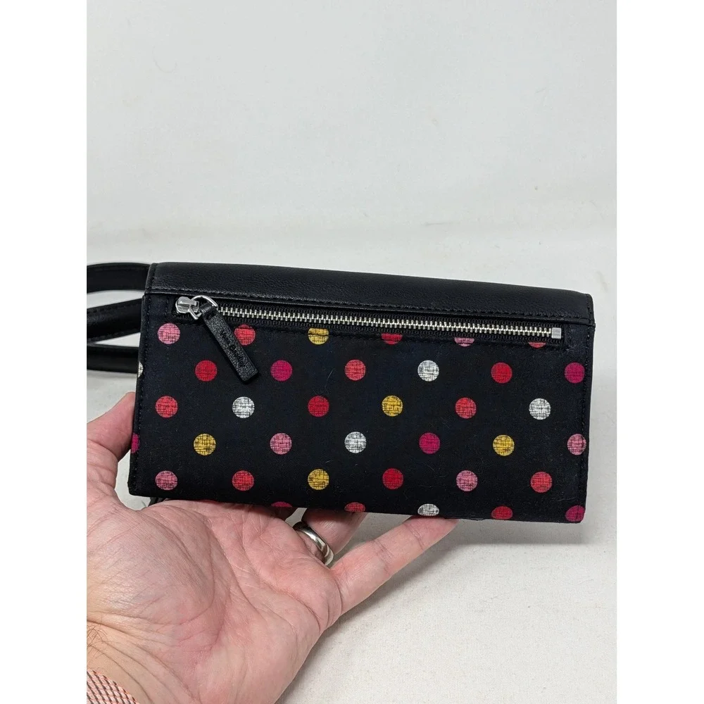 Vera Bradley Black Polka Dot Quilted Crossbody Bag and Matching Wallet Set